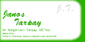 janos tarpay business card